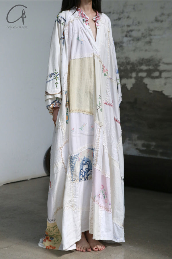 By Walid DORIS Dress Handmade Embroidery Antique Fabric BW-1402010W-ZY Natural